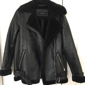 Oversized Shearling Biker Jacket